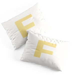 Deny Designs Standard April Lane Art Block Yellow Monogram F Microfiber Printed Pillow Sham - 1 of 3