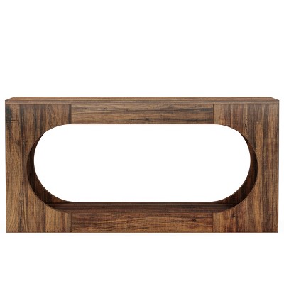 GlasFlength Console Tables Extra Long Farmhouse Style Sofa Table with Rustic Wood Finish for Living Room Entryway, Brown, 62.99"*11.81"*31.5"