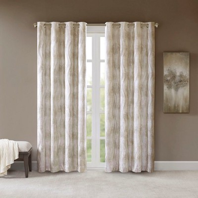PAGED Jacquard Printed Blackout Curtains for Bedroom,Window Curtain Panels with Grommet Top,Curtains for Living Room,Machine Washable,Ivory