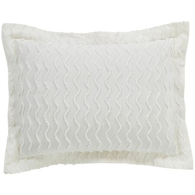 Isabella Wave Pattern 100% Cotton Chenille Comforter Set - Ivory