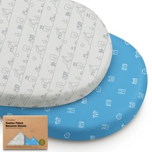 KeaBabies Organic Bassinet Sheet for Baby Girls, Boys, 2-Pack Soothe Bassinet Fitted Sheets, Bedside Bassinet Mattress Sheet - 1 of 4