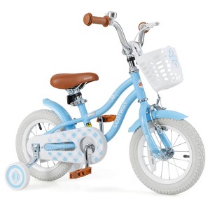 Costway 18'' Kids Bike Toddler Bicycle with Training Wheel Kickstand for 4-8 Years Old Purple/Pink/Turquoise/Blue/Beige/Green - 1 of 4
