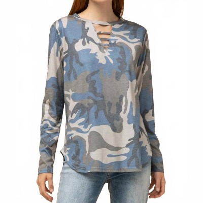 Women's Camo Keyhole Top - entro