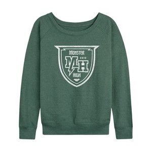 Women's - Monster High - Monster High Crest Lightweight French Terry Wide Neck Long Sleeve Shirt - 1 of 4
