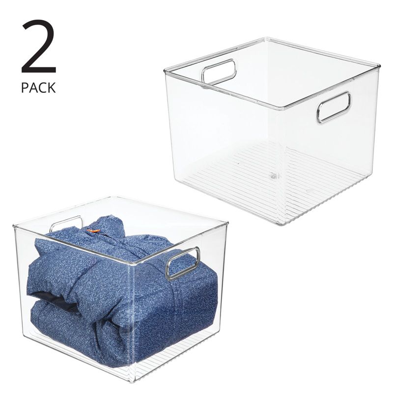 mDesign Plastic Closet Storage Organizer Container Bin, Handles, 2 of 10
