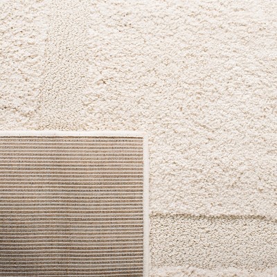 White Rectangular 6' x 9' Shag Synthetic Area Rug