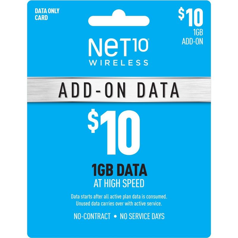 Net10 Wireless Add-On Data Prepaid Card (Email Delivery), 1 of 2
