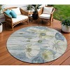 Denim Blue And Sky Blue Floral Washable Indoor Outdoor Area Rug - 2 of 4