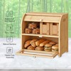 MOEPISY Bamboo Bread Box for Kitchen Countertop, 2 Tier Roll-Top Bread Bin, Natural - 3 of 4