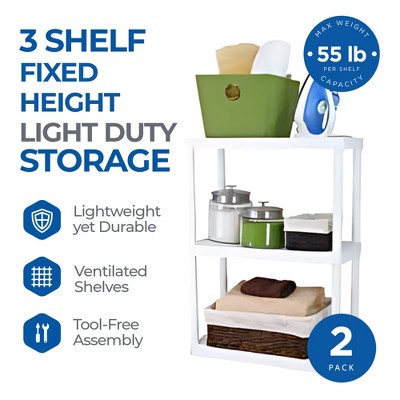 White 3-Shelf Lightweight Plastic Storage Unit