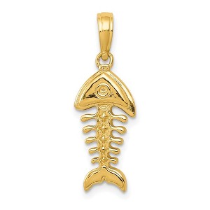 Black Bow Jewelry 14k Yellow Gold 3D Polished Fishbone Pendant - 1 of 4