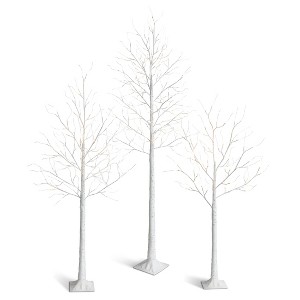 DR.Planzen Artificial Trees, 3-Pack LED Lighted White Birch Trees, 8ft 6ft 4ft Faux Trees, Perfect Artificial Christmas Trees for Home Party Decor - 1 of 4