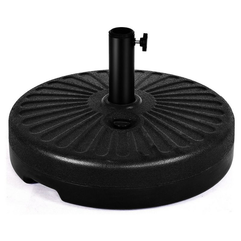 Costway 20'' Round 23L Water Filled Umbrella Base Stand Self-filled Patio Furniture Black, 1 of 10