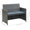 vidaXL Patio Sofa - 2-Seater, Outdoor Furniture with Cushions, Weather-Resistant & Lightweight, Durable Poly Rattan, Gray - 4 of 4