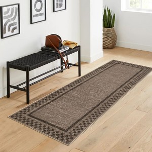 Modern Border Machine Washable Stain Resistant Rug for Living Room Bedroom - 1 of 4