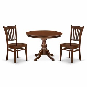 3-Piece Mahogany Finish Solid Wood Top - Dining Room Set - Seats 4 - 1 of 4