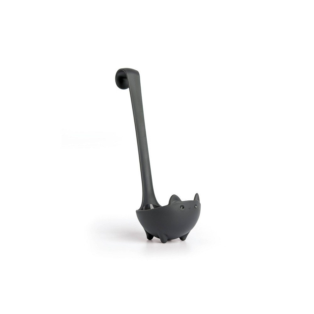 Ototo Katie Cat Ladle: Black Plastic, Dishwasher-Safe, 6.2 Volume, 9" Handle, 3.5" Head, 0.18 lbs