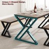 3-Piece Retro Brown Dining Set | Rectangular Table + 2 Upholstered Benches (Seats 4) | Chamfered Metal Frame for Small Kitchens/Apartments - 2 of 4