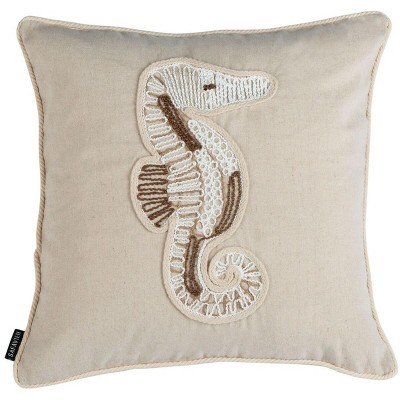 Sanden Seahorse Pillow - Natural - 18"X18" - Safavieh