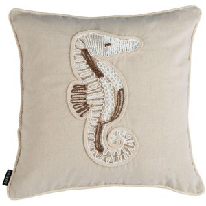 Sanden Seahorse Pillow - Natural - 18"X18" - Safavieh - 1 of 4