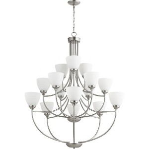 Quorum Lighting Enclave 15-Light Chandelier, Satin Nickel, 38.5 Width, 44 Height, Glass Material - 1 of 1