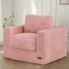 MAXYOYO Giant Bean Bag Chair, Striped Faux Fur Upholstered Floor Sofa with Pillows and Armrests, Pink - 2 of 4