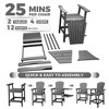 Outdoor Bar Height Adirondack Chairs with Connecting Tray, Balcony Chairs Recycled Poly Adirondack, Tall Adirondack Chairs Weather Resistant Set of 2 - 4 of 4