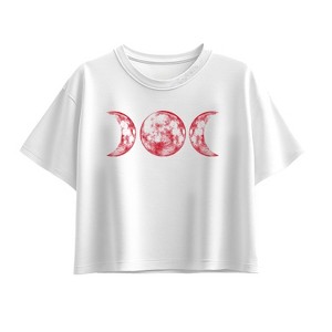 Girls' - Instant Message - Scarlet Red Moon Short Sleeve Boxy Graphic T-Shirt - 1 of 3