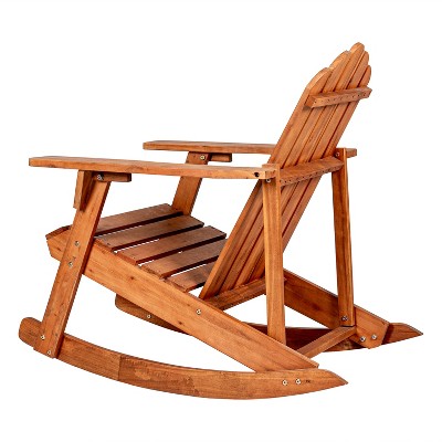Light Brown Acacia Wood Adirondack Rocking Chair