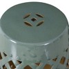 Infurnic Patio End Tables Elegant Table with Woven Lattice Design and Glazed Strong Materials Decorative End Table Outdoor, Green, 12.5"*12.5"*18" - 4 of 4
