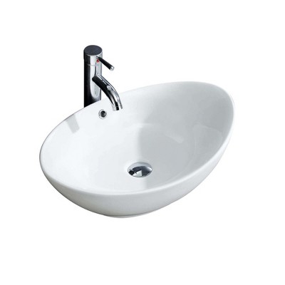 Modern White Ceramic Oval Vessel Bathroom Sink