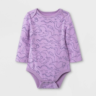 Baby Girls' Dino Long Sleeve Bodysuit - Cat & Jack™ Purple 6-9M