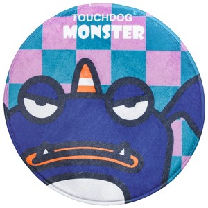 Touchdog Cartoon Crabby Tooth Monster Rounded Cat and Dog Mat, Blue - 1 of 3