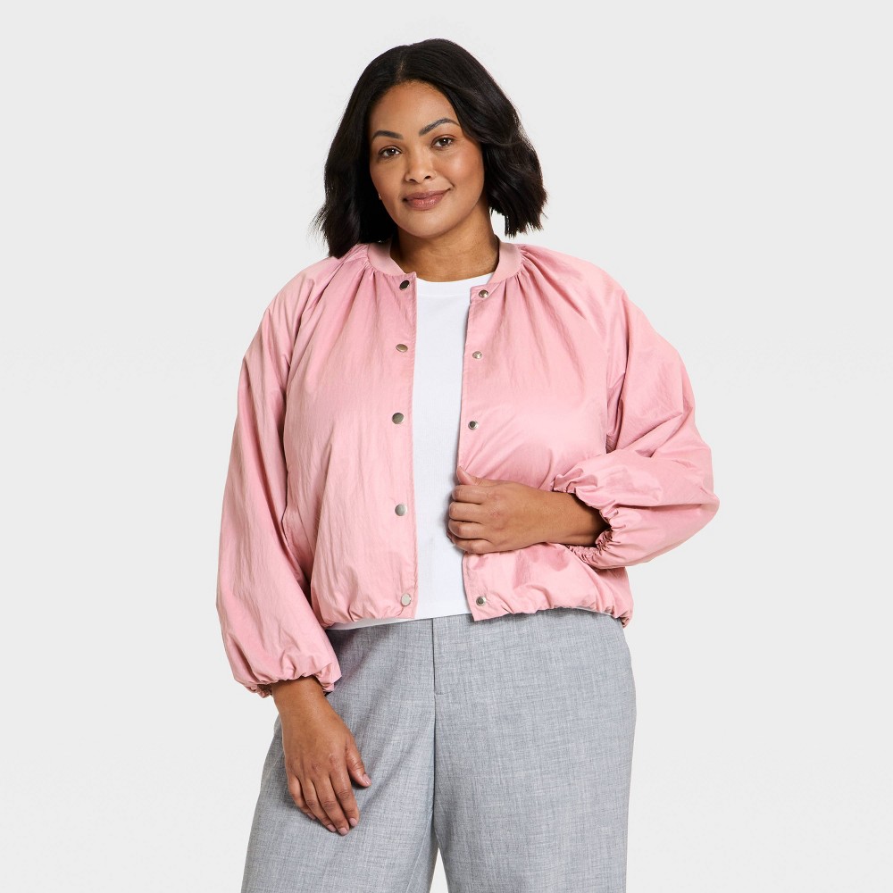 Women's Lightweight Bomber Jacket - A New Day™ Pink 3X