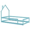 Okak Twin House-Style Headboard Floor Bed with Adjustable Safety Fences, Modern Low-Profile Toddler Bed Frame for Daycare & Home Use - 2 of 4