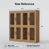 62" High Black Glass Door Wood Grain Decorative Storage Cabinet Display Cabinet, with Sufficient Space for 12 Shelves - 4 of 4