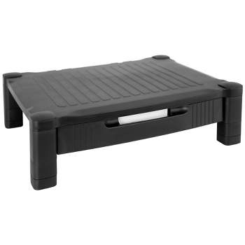 Mount-It! Monitor Riser with Drawer | Height Adjustable Monitor Stand with Sliding Three-Row Storage | Riser for Computer Screen, Printer, or Laptop