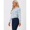 Allegra K Women's Point Collar Long Button Sleeve Button Down Floral Shirt - 2 of 4