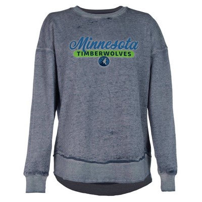 NBA Minnesota Timberwolves Women's Burnout Crew Neck Fleece Sweatshirt