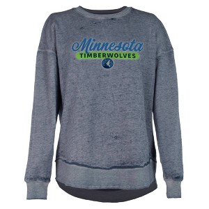 NBA Minnesota Timberwolves Women's Burnout Crew Neck Fleece Sweatshirt - 1 of 4