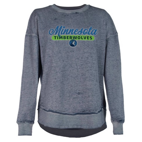 Nba Minnesota Timberwolves Women s Burnout Crew Neck Fleece Sweatshirt Target