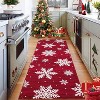 2x6 Red Christmas Runner Rug, TPR Backing, Washable Low Pile Non-Shedding Floor Mat, Soft Snow Print for Bedroom - 2 of 4