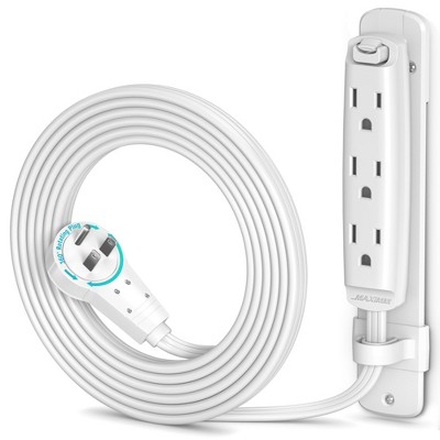 Maximm 360 Degree Rotating Flat Extension Cord Multi 3 Outlet Power Cord with Mounting Bracket, Grounded 16 AWG UL Certified