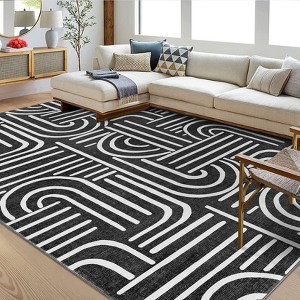 Abstract Area Rugs Soft Modern Rug for Bedroom Ultra-Thin Non Slip Washable Throw Carpet for Living Room Dining Room Hallway - 1 of 4