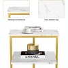 Hooseng 3-Tier Small End Table, Living Room Rectangle Gold Side Table with Faux Marble for Bedroom, Small Spaces - 4 of 4