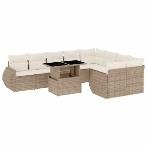 vidaXL 10 Piece Patio Sofa Set with Cushions - Beige and Cream - 1 of 4