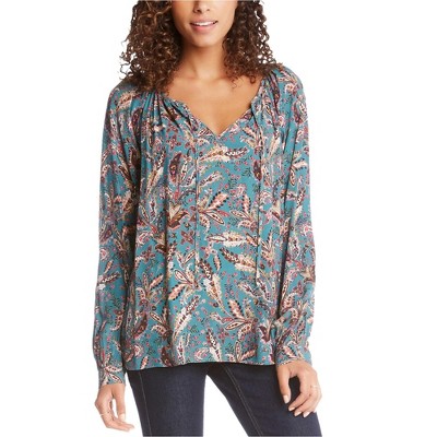 Karen Kane Womens Printed Floral Peasant Blouse