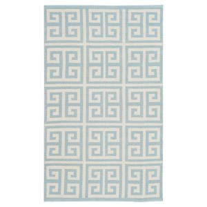 Light Blue/Ivory Geometric Woven Accent Rug 3