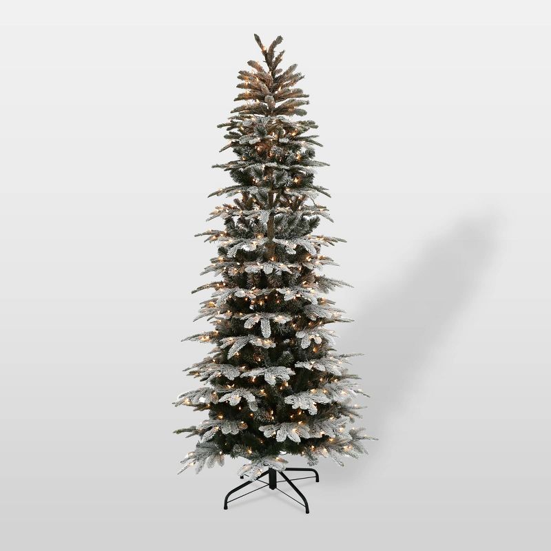 7.5ft Pre-Lit Flocked Alaskan Fir Artificial Christmas Tree - Puleo, 1 of 5