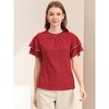 Allegra K Women's Sweet Layered Ruffle Sleeves Polka Dots Blouses - 3 of 4